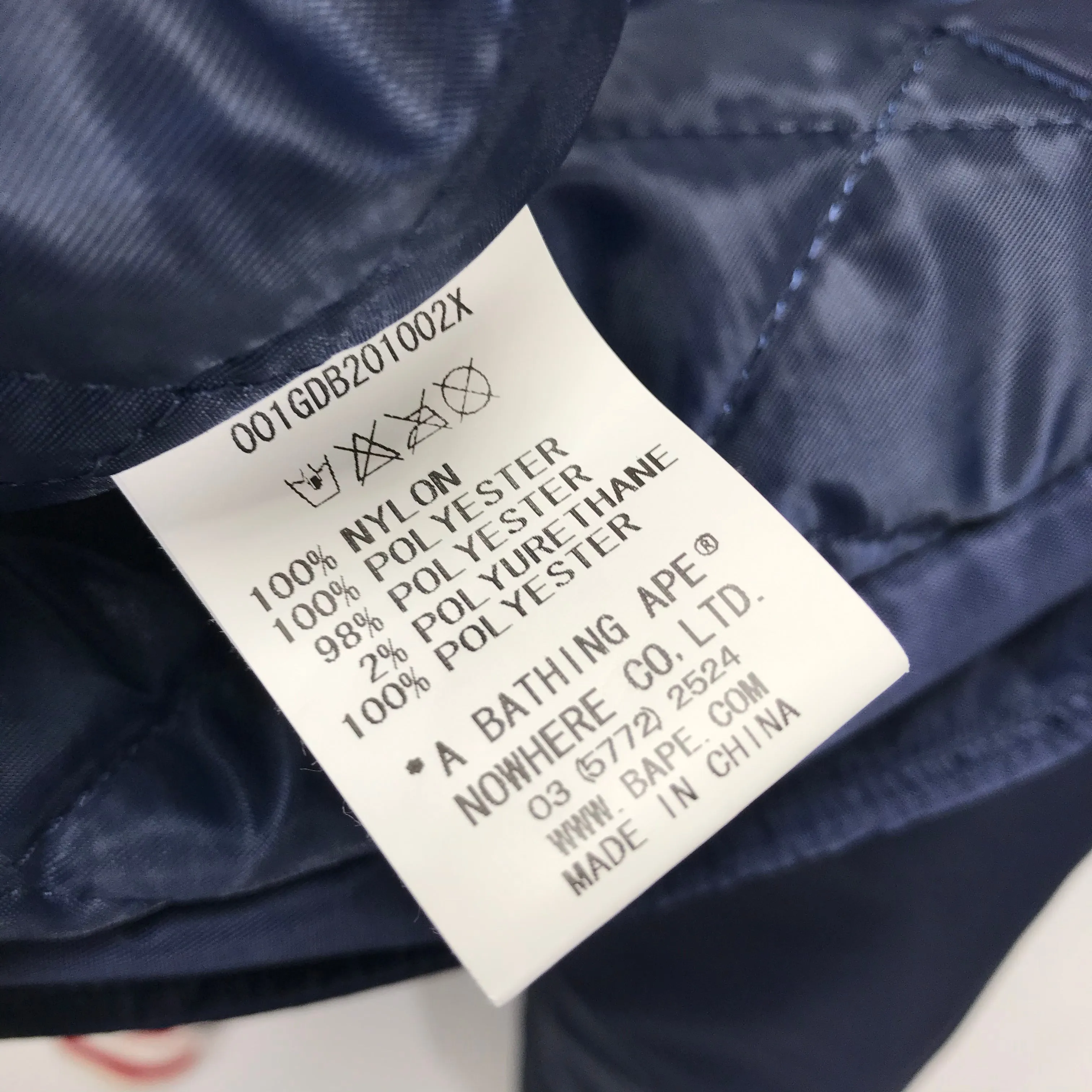 [M] A Bathing Ape Bape Satin Baseball Jacket Navy