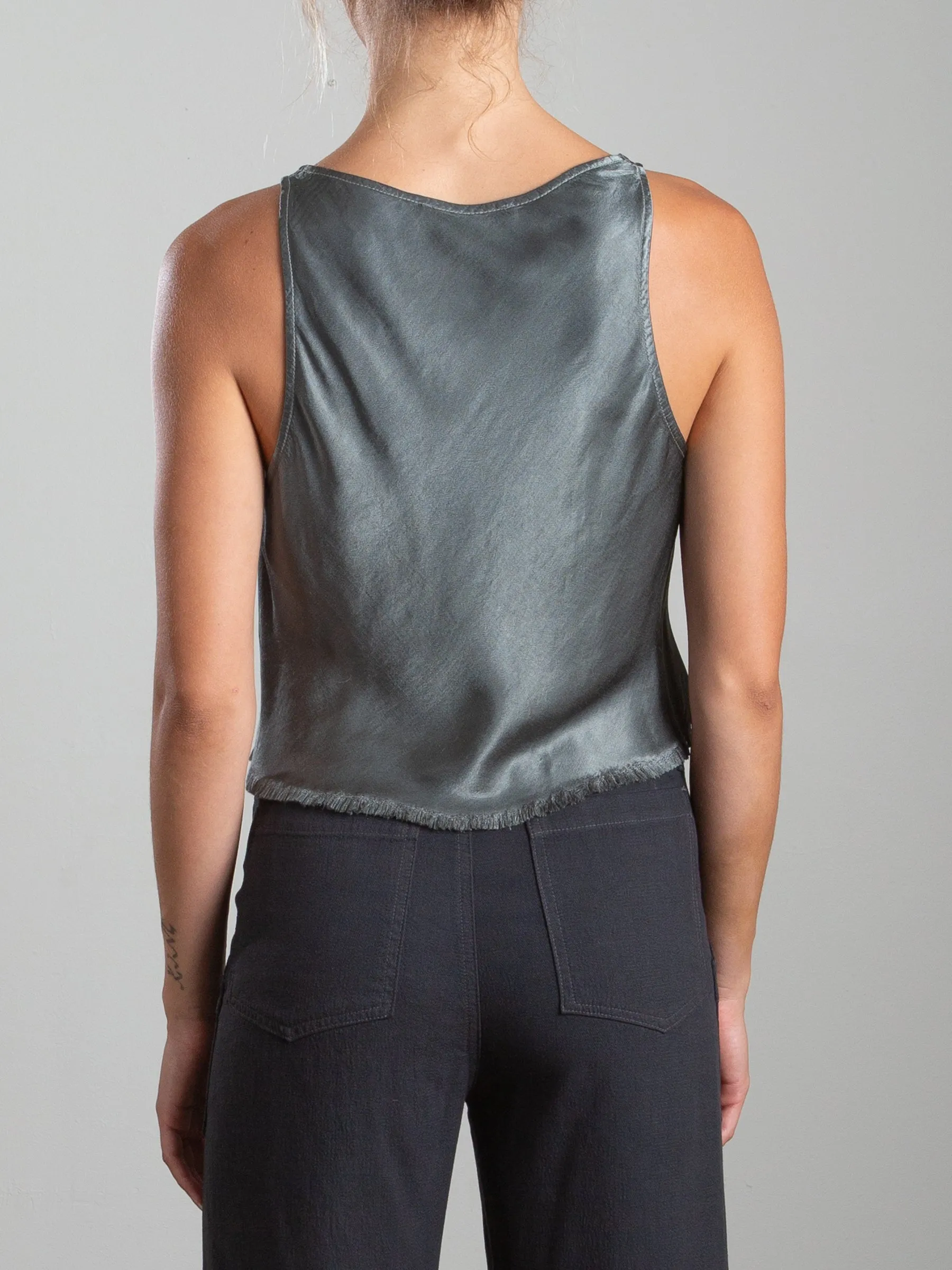 Maggie Tank in Vintage Satin - Nori