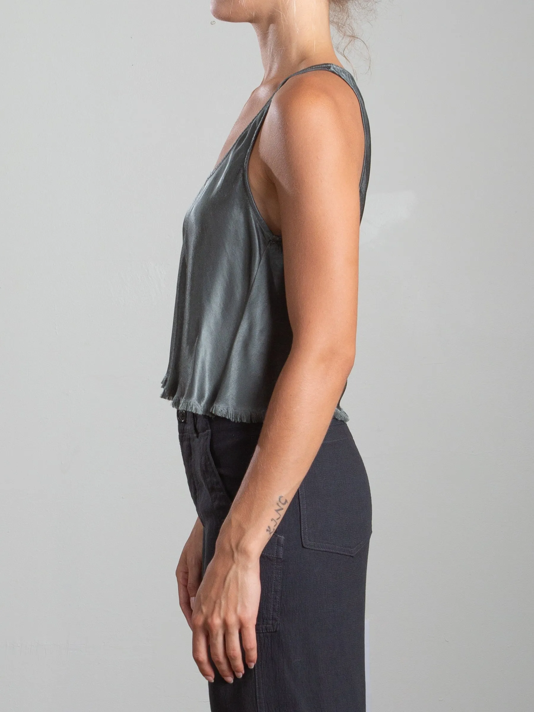 Maggie Tank in Vintage Satin - Nori