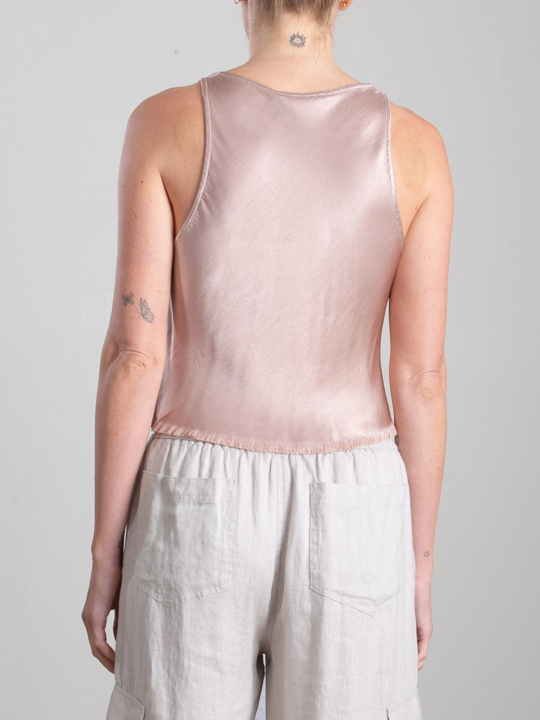 Maggie Tank in Vintage Satin - Nude
