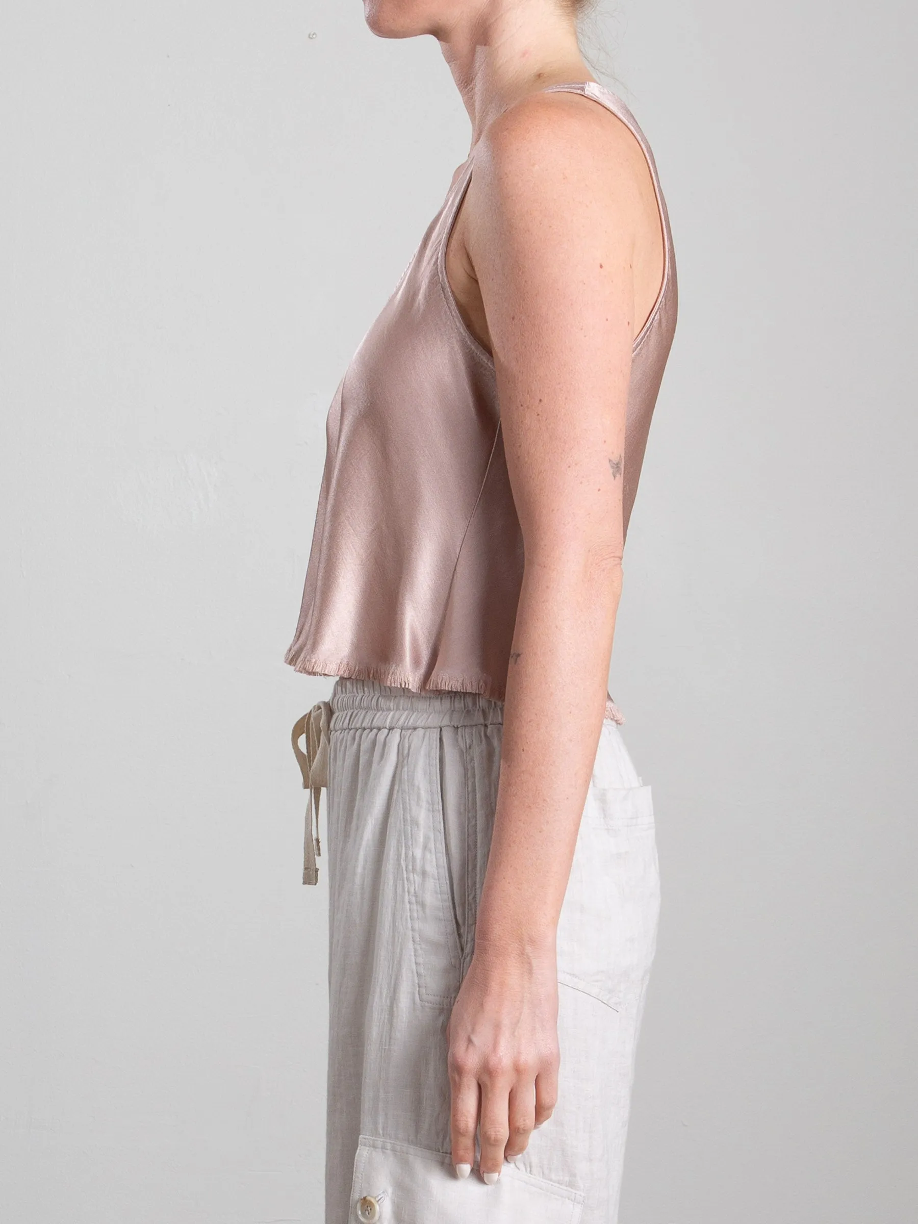 Maggie Tank in Vintage Satin - Nude