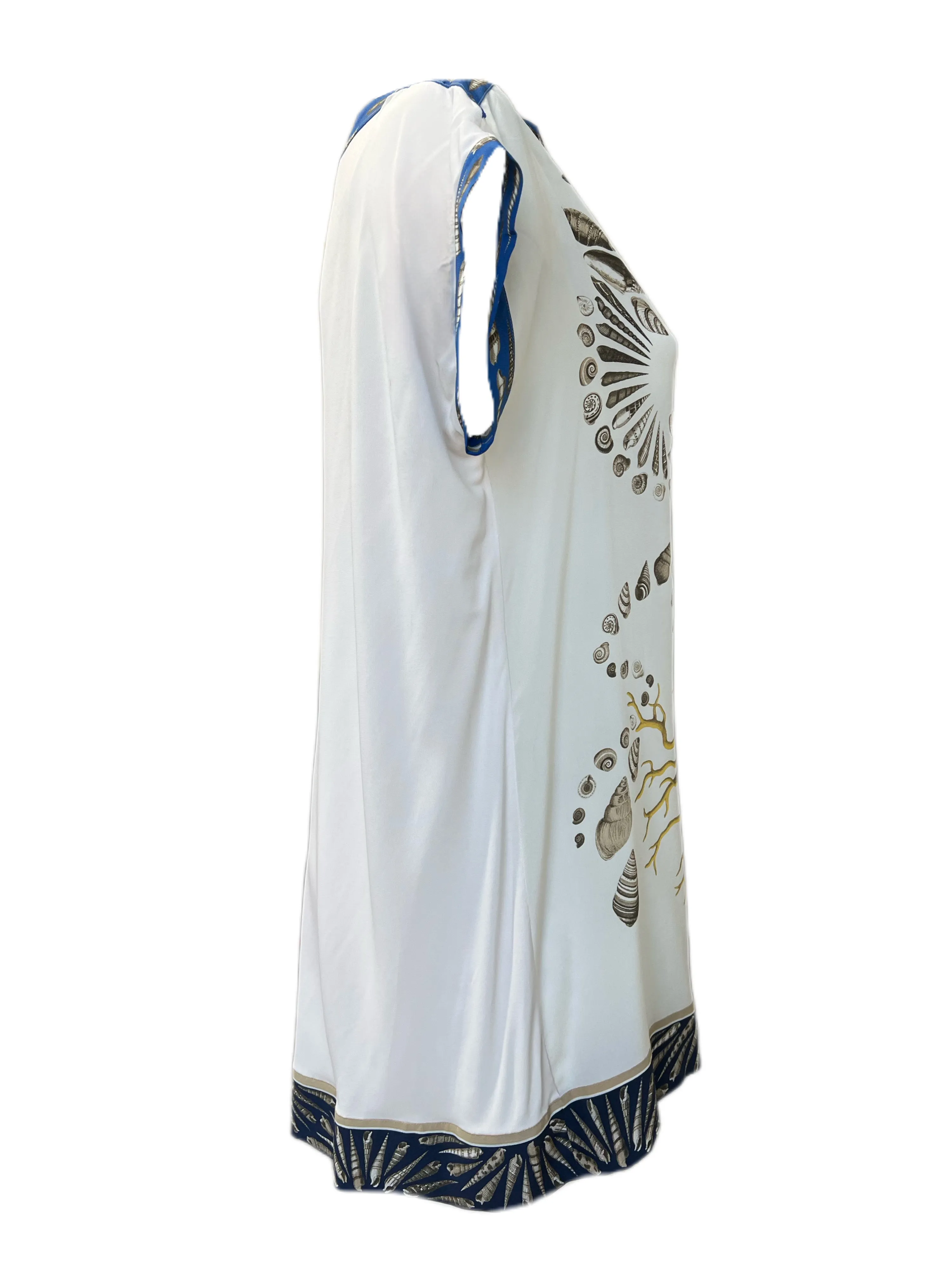 MARINA RINALDI Women's Beige Veicolo Shells Graphic Blouse $600 NWT
