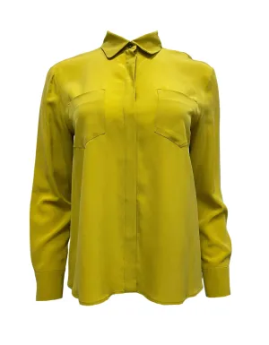 Max Mara Women's Yellow Norma Silk Long Sleeve Shirt NWT