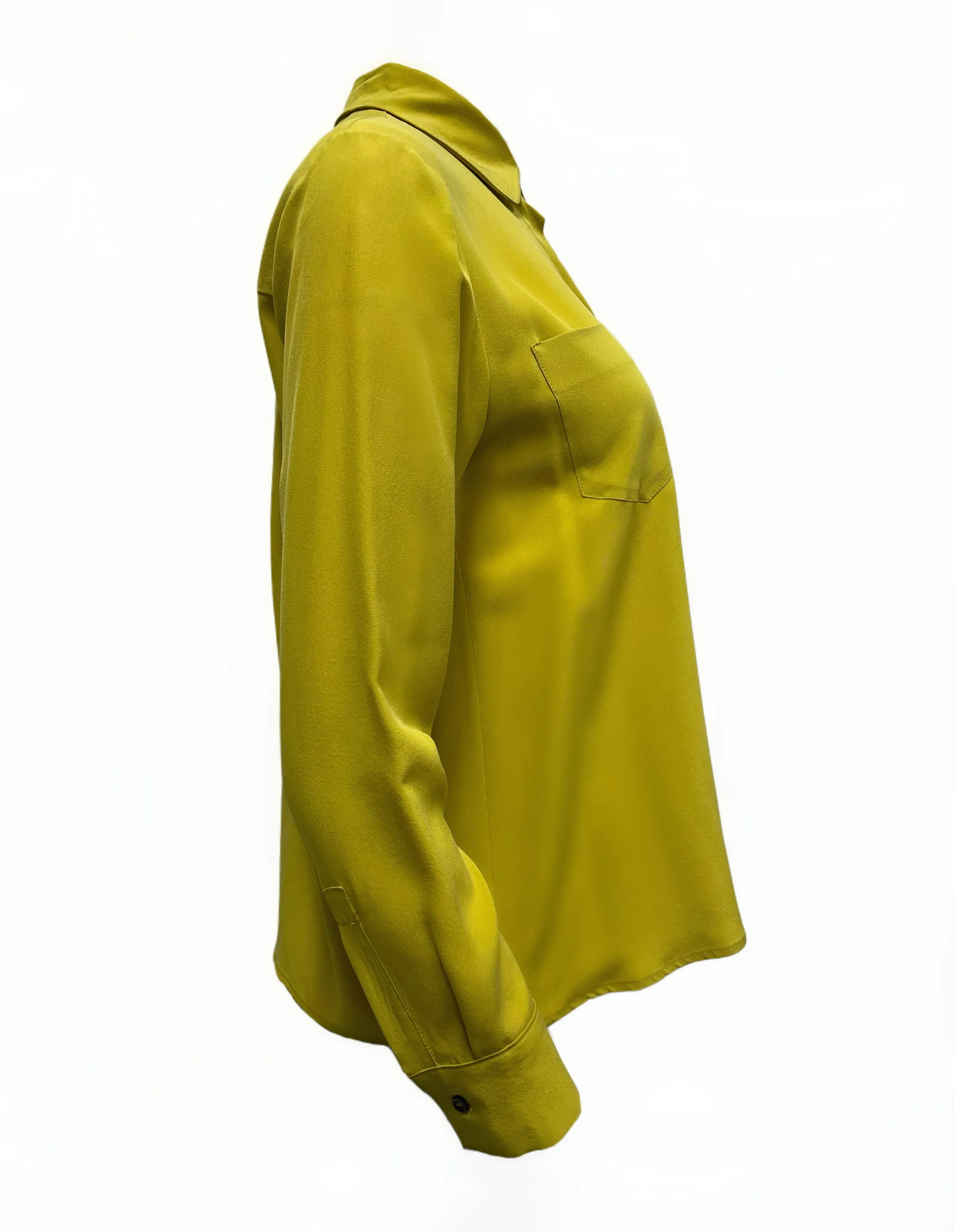 Max Mara Women's Yellow Norma Silk Long Sleeve Shirt NWT