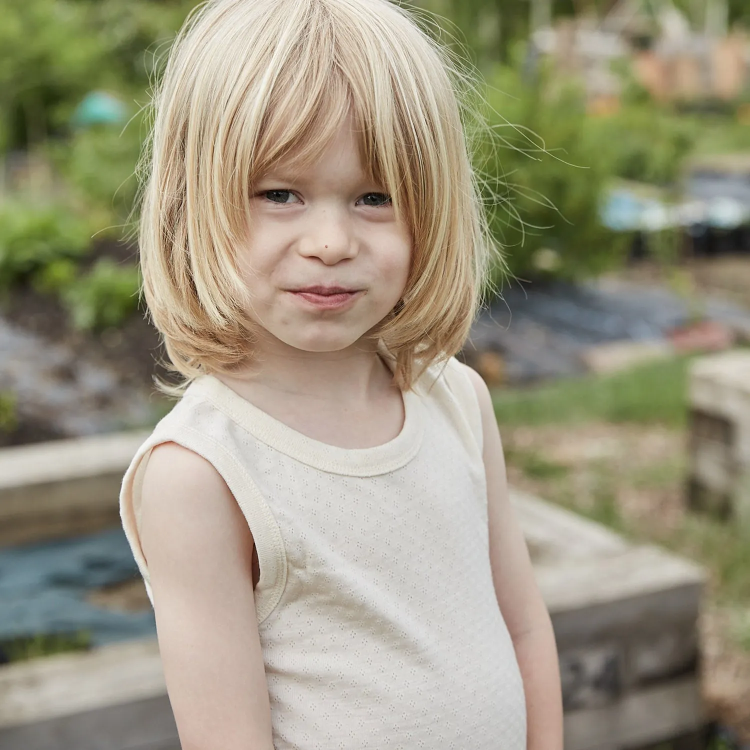 Merino Wool/Silk Pointelle Vest - Pearl