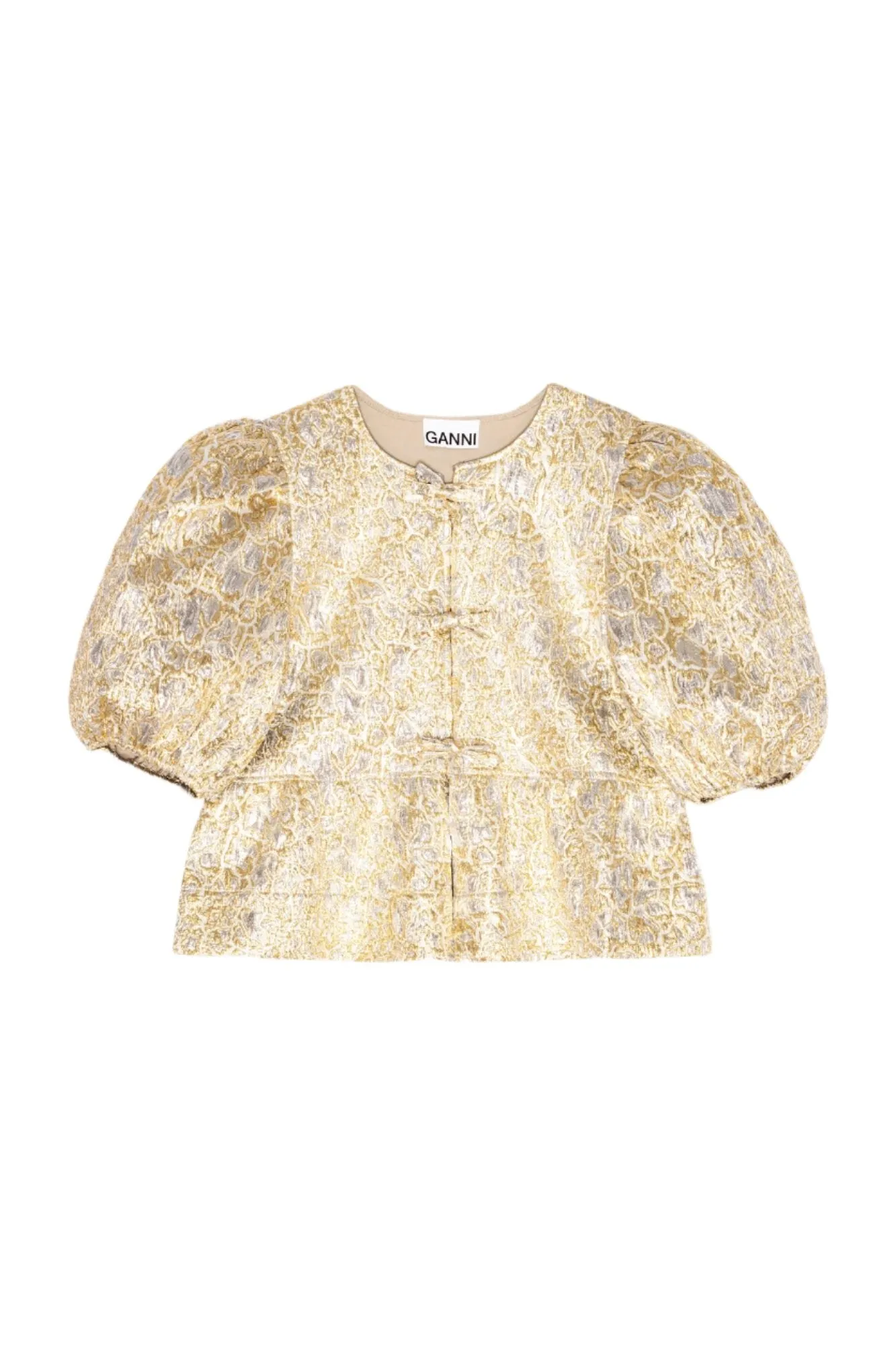 Metallic Cloque Peplum Blouse