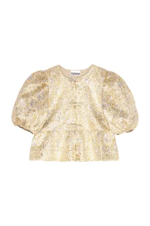 Metallic Cloque Peplum Blouse