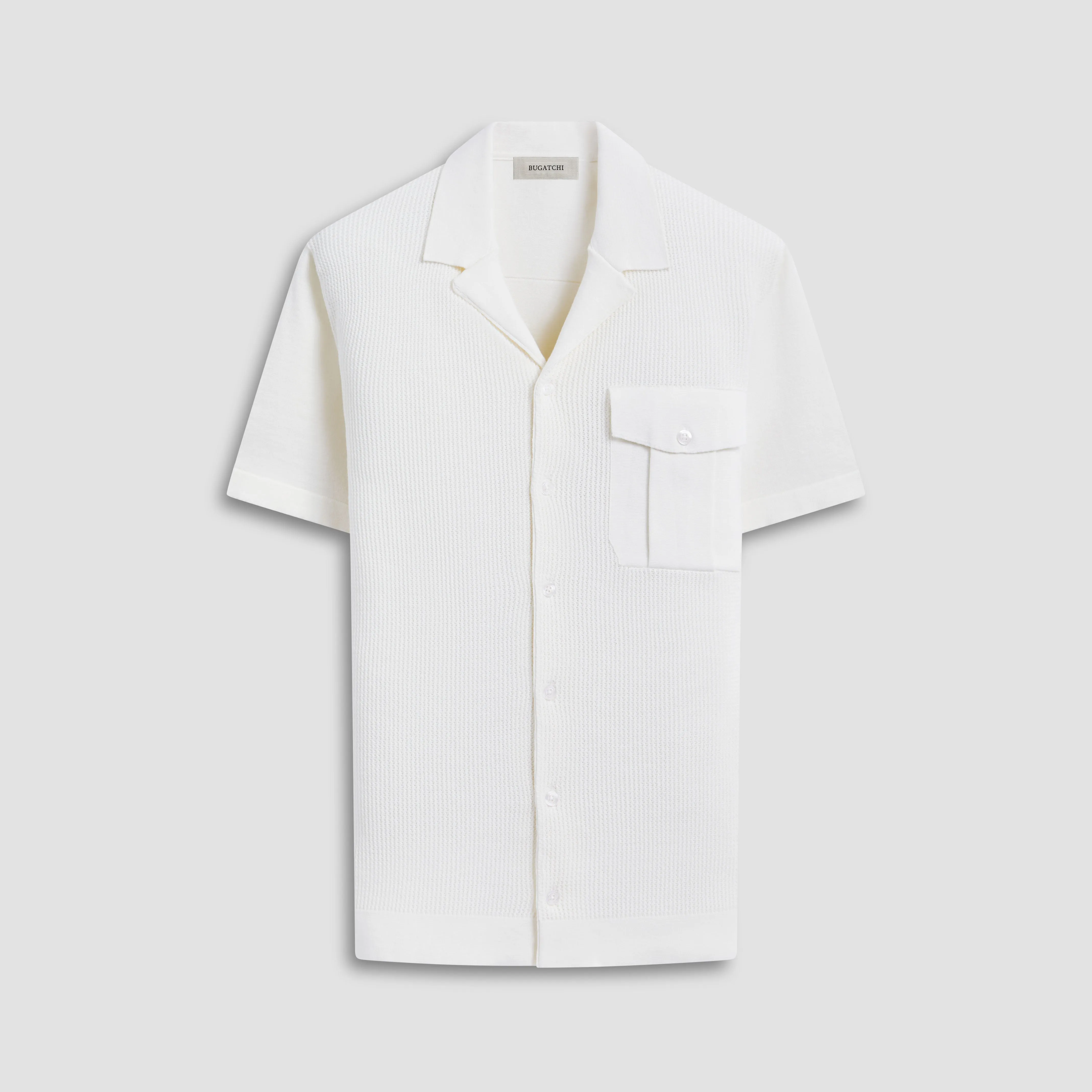 Mixed Stitch Short Sleeve Shirt Sweater