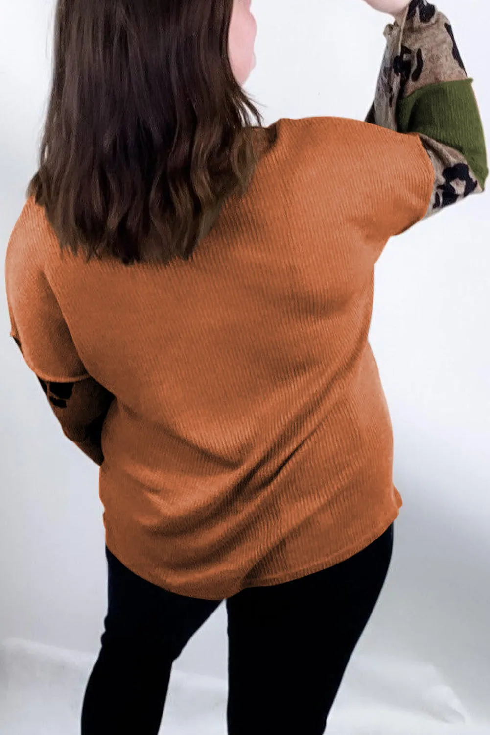 Multicolour Colorblock Patchwork V-Neck Loose Sleeve Knit Top