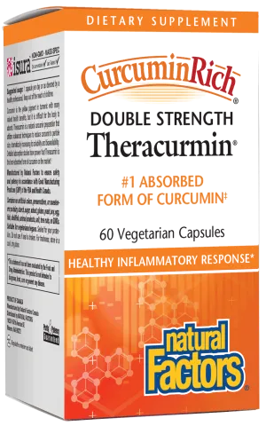 Natural Factors - CurcuminRich Double Strength Theracurmin, Antioxidant Support for a Healthy Inflammatory Response, Comfortable Joints, and a Healthy Heart, 60 Vegetarian Capsules