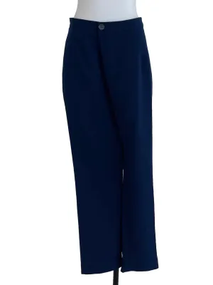 Navy Blue Plain High Waisted Pants