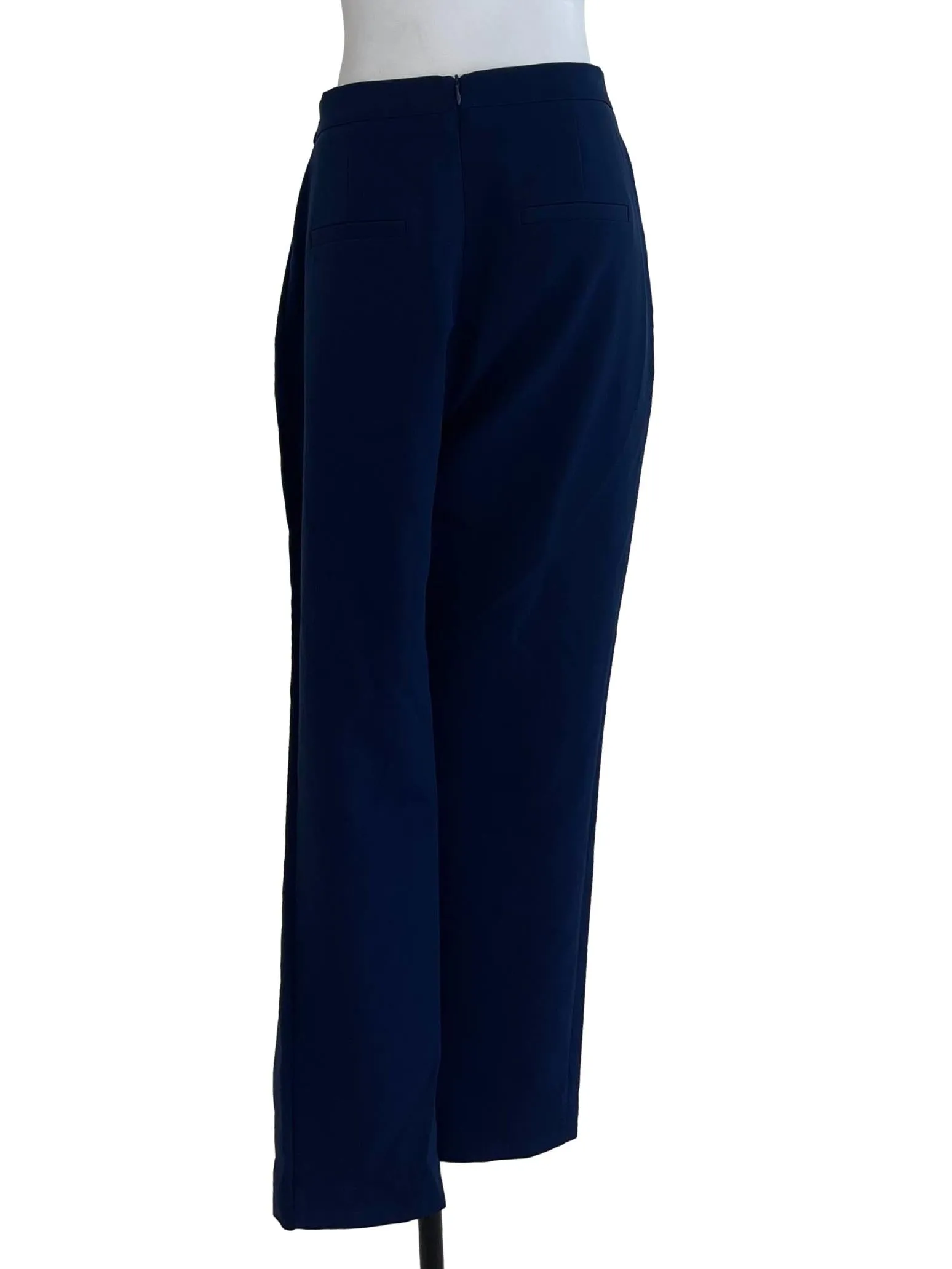 Navy Blue Plain High Waisted Pants