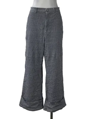 Navy Checkered High Waisted Pants