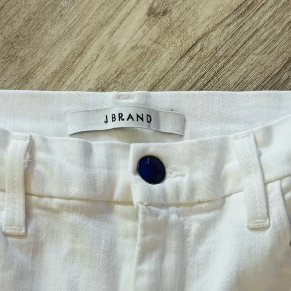 NEW J BRAND White Skinny Stretch Denim Jeans Pants With Raw Hem Size 27 $290