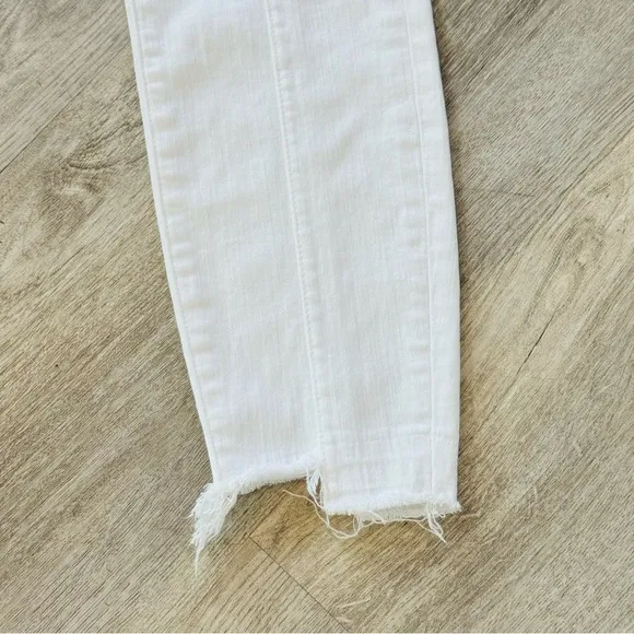 NEW J BRAND White Skinny Stretch Denim Jeans Pants With Raw Hem Size 27 $290
