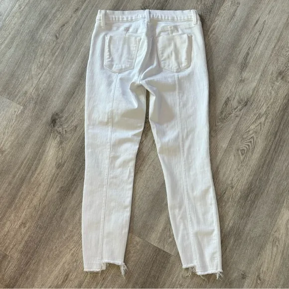 NEW J BRAND White Skinny Stretch Denim Jeans Pants With Raw Hem Size 27 $290