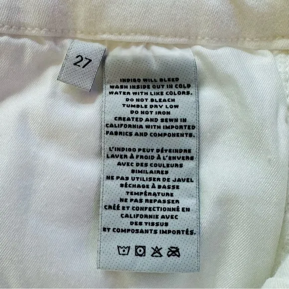 NEW J BRAND White Skinny Stretch Denim Jeans Pants With Raw Hem Size 27 $290