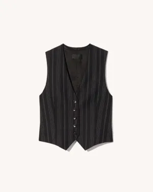 Nili Lotan - Angelina Vest in Black Pinstripe