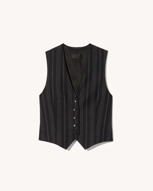 Nili Lotan - Angelina Vest in Black Pinstripe
