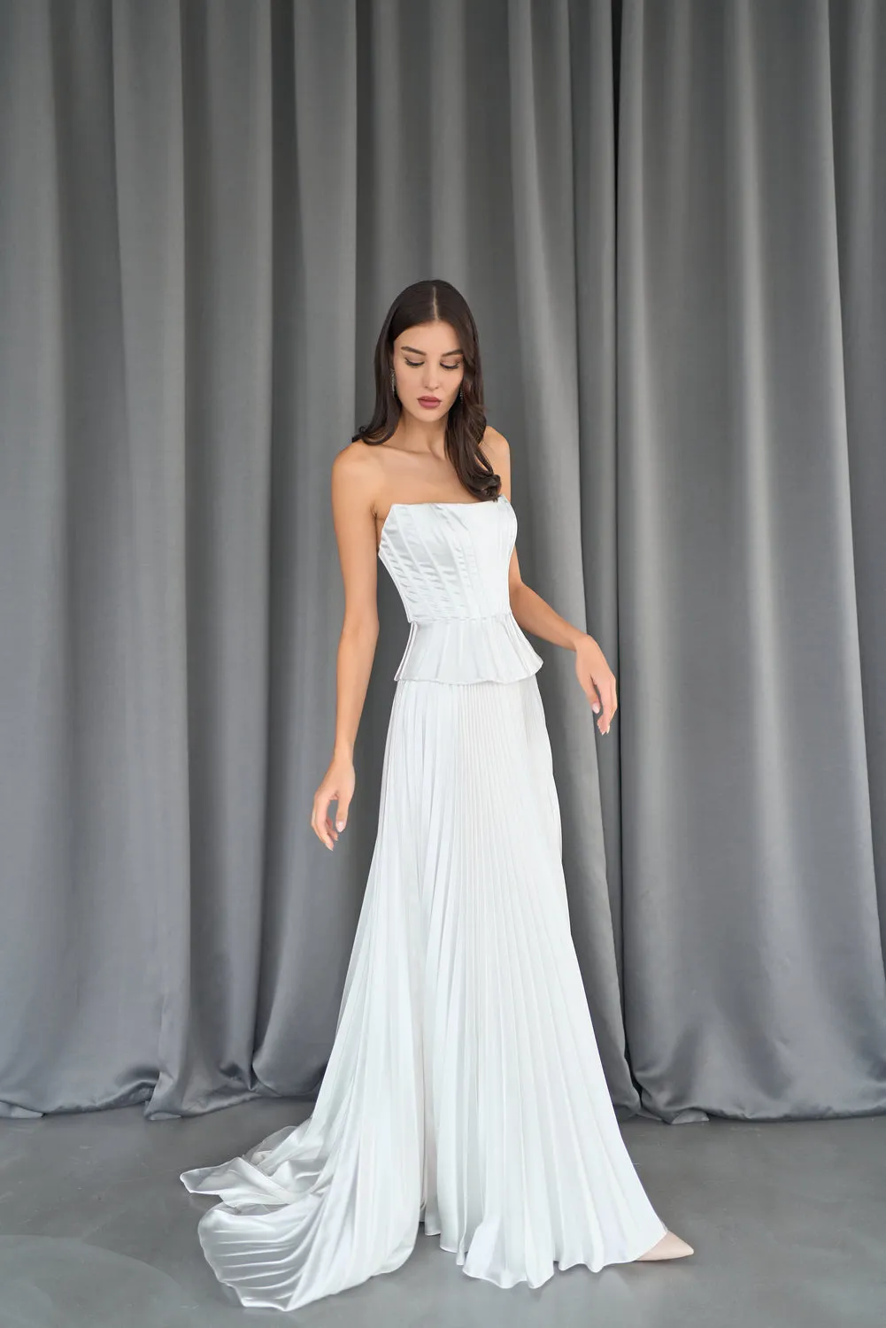 Nora pleated satin skirt