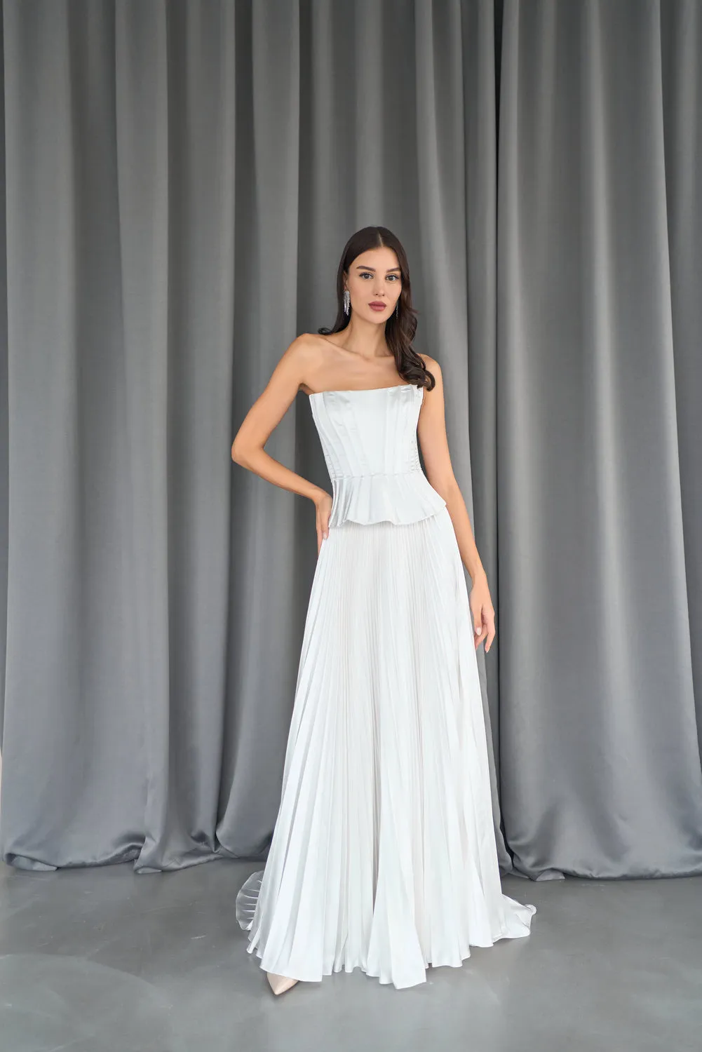 Nora pleated satin skirt