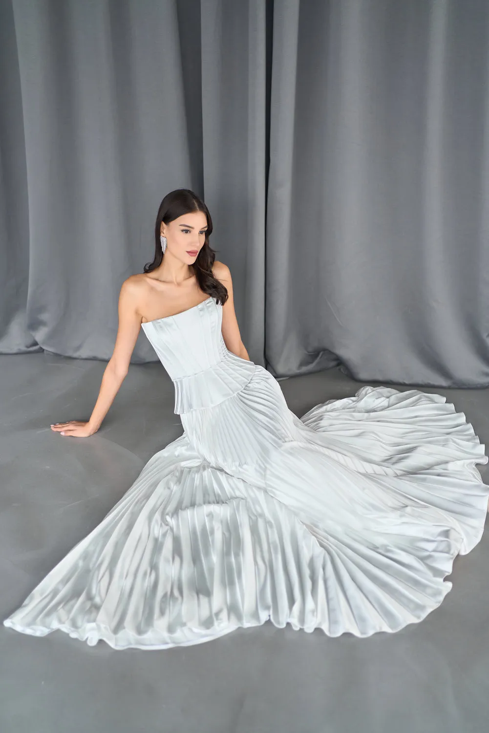 Nora pleated satin skirt