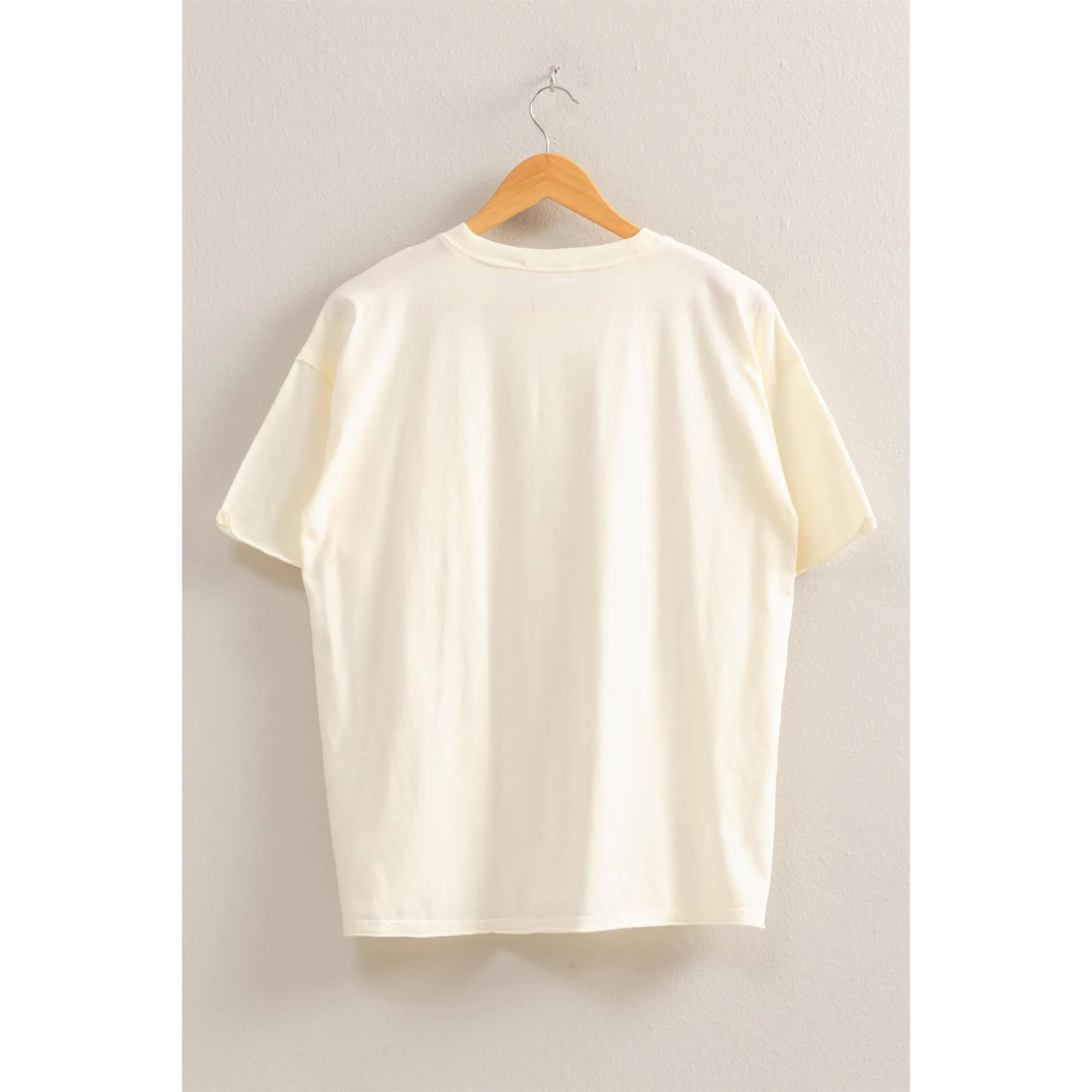 Off White Short Sleeve Front v neck Tunic Tee