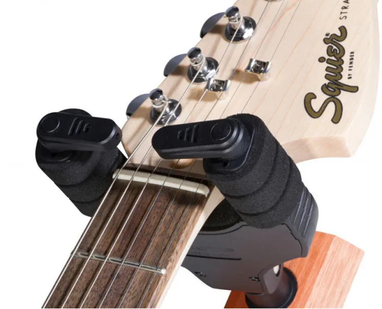 On Stage Straight Facing Locking Wall-Mount Guitar Hanger with Wood Base