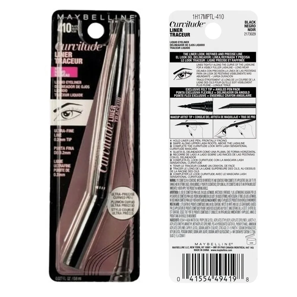 Pack of 2 Maybelline New York Curvitude Liquid Eyeliner, Black # 410