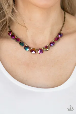 Paparazzi Catch a Fallen Star - Brass Oil Spill Necklace