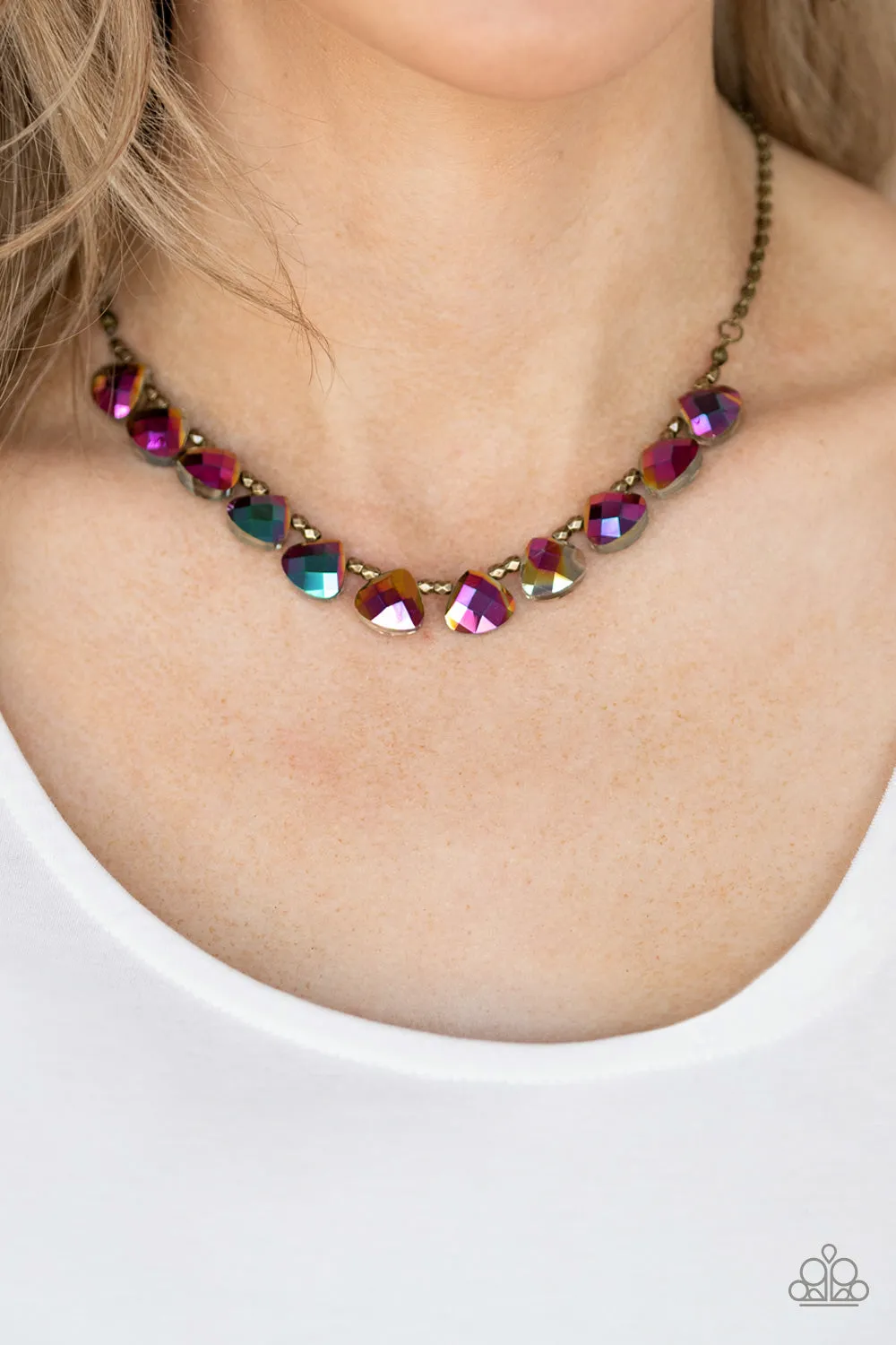 Paparazzi Catch a Fallen Star - Brass Oil Spill Necklace
