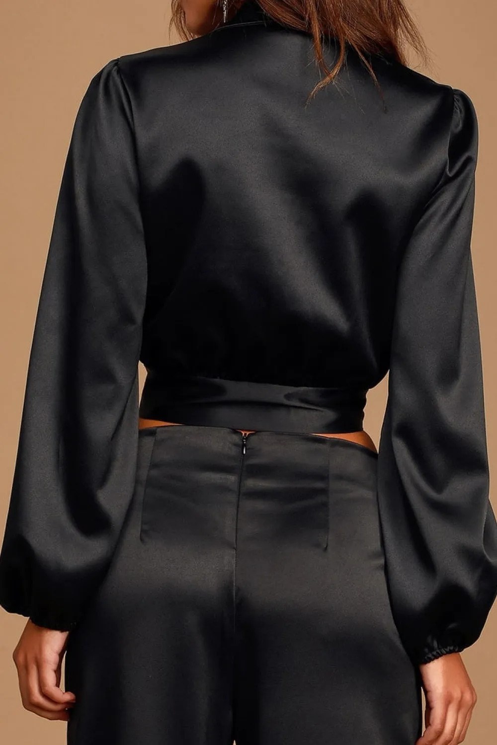 Pearl Party Black Crop Blouse