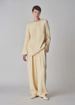 Peplum Sleeve Top in Satin Crepe - Butter