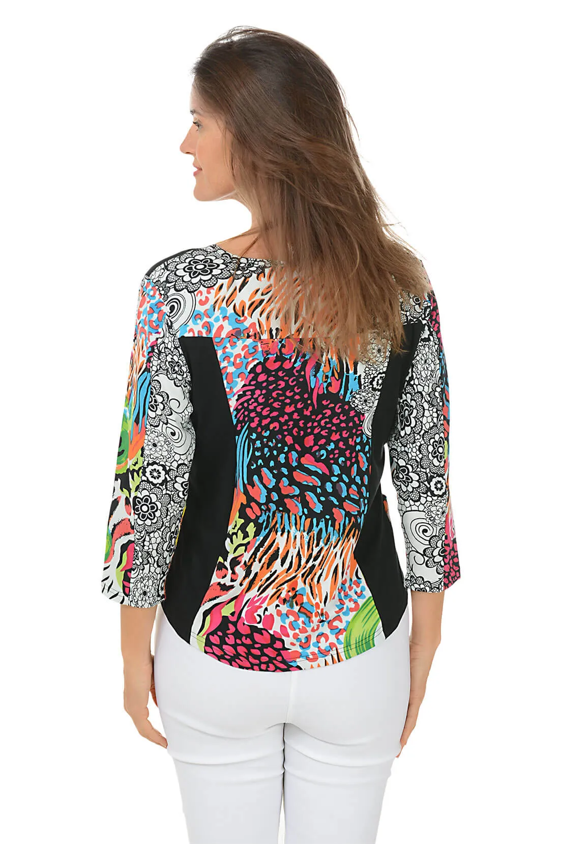 Petite Eliza V-Neck Offset Button Top