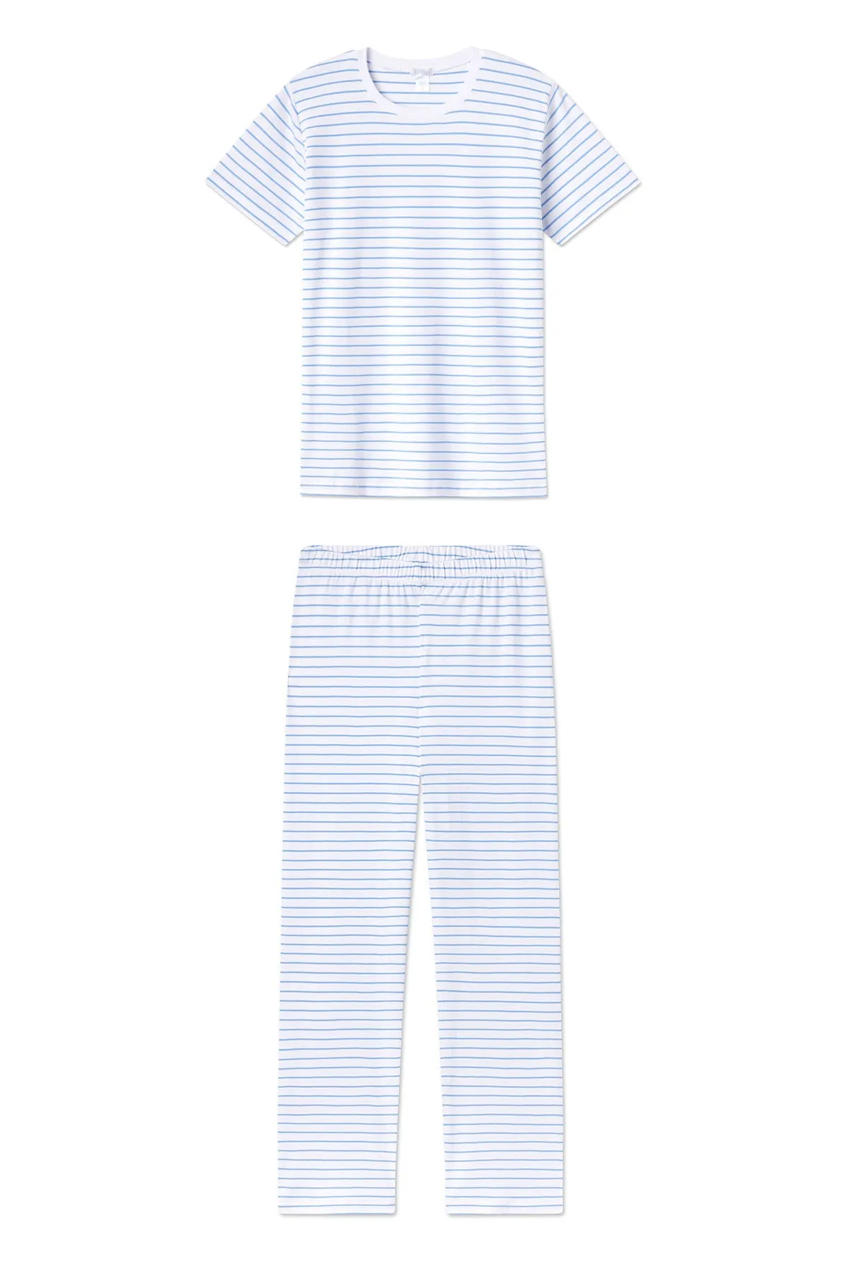 Pima Crew Short-Long Set in Baltic Blue