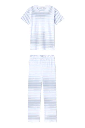 Pima Crew Short-Long Set in Baltic Blue