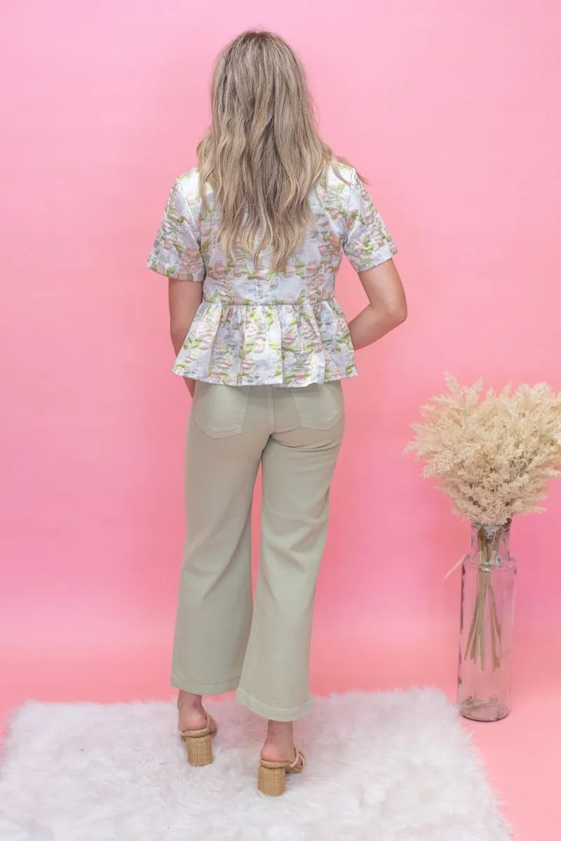 Pink Floral Peplum Top