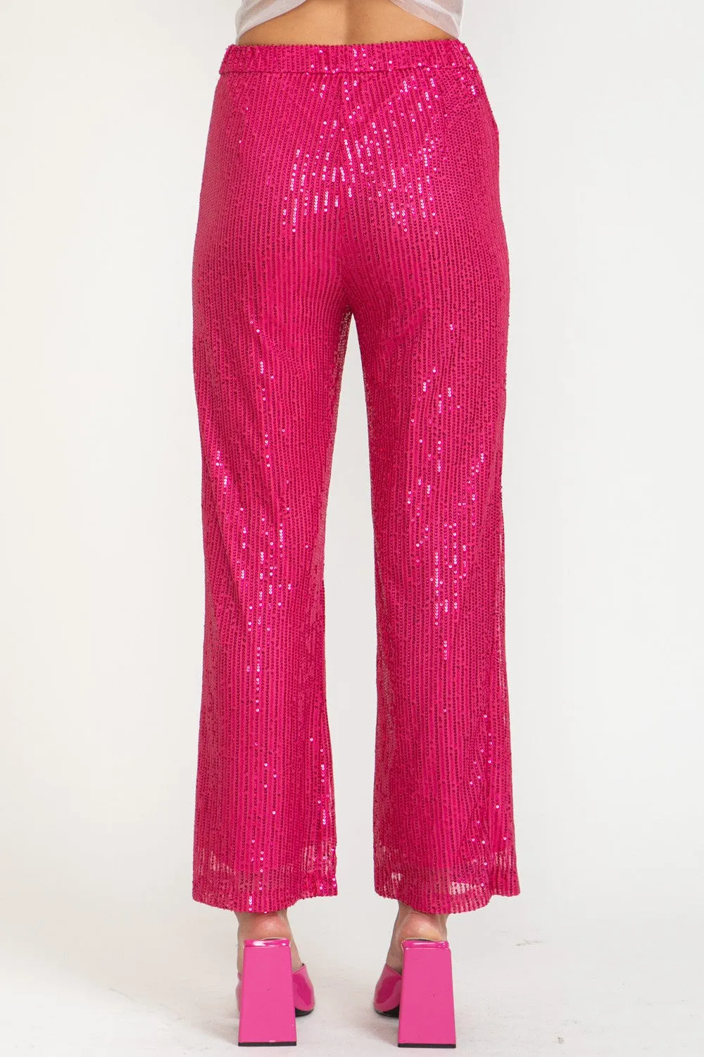 Pink High Waisted Sequin Pants