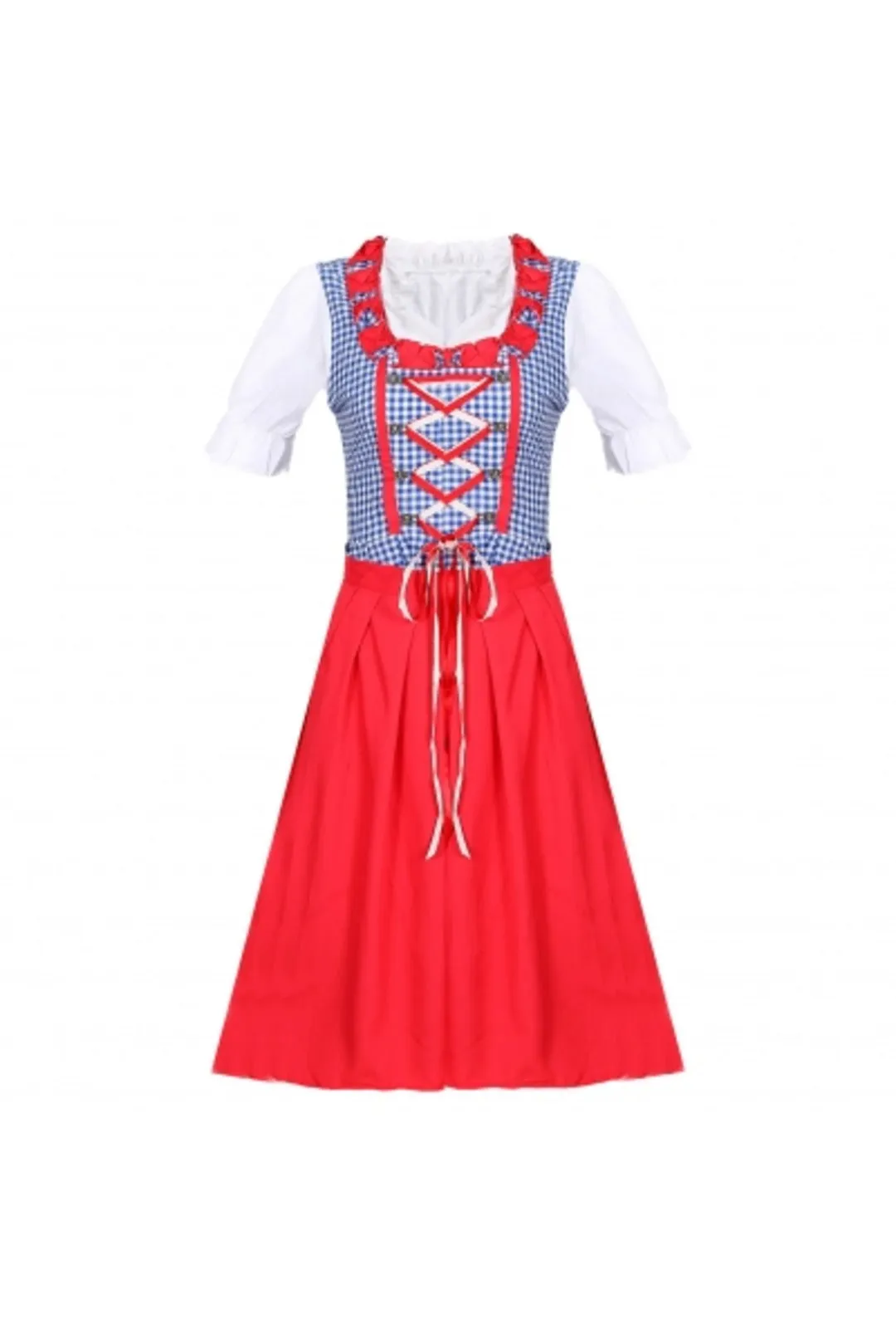 Plaid Blue and Red Dirndl Dress OCW132