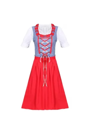 Plaid Blue and Red Dirndl Dress OCW132