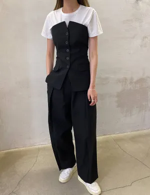 Pleated Linen-Blend Crop Pants