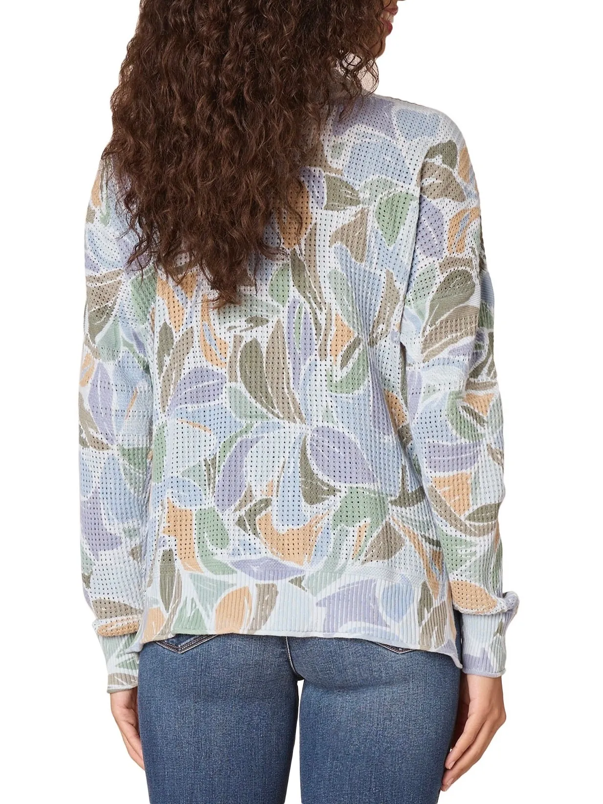 Printed Waffle Sweater - Blue