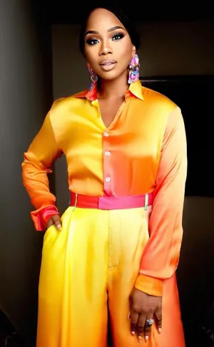 Prism Sunrise Silk Button Up Shirt