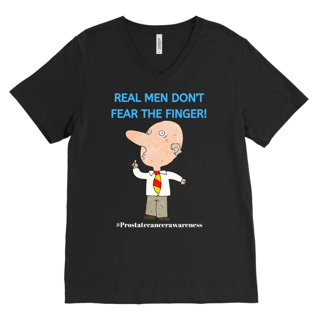 "Real Men Don't Fear The Finger" Mens Prostate Cancer T-shirt