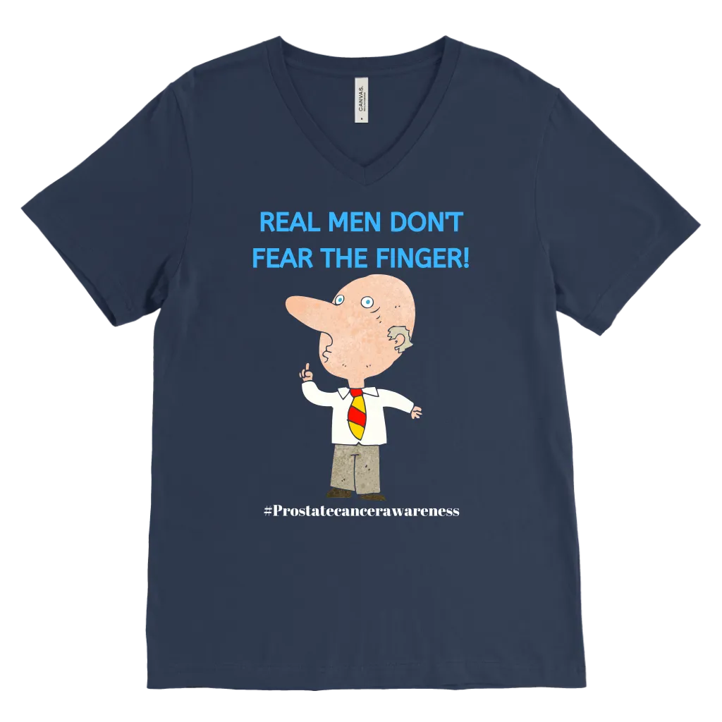 "Real Men Don't Fear The Finger" Mens Prostate Cancer T-shirt