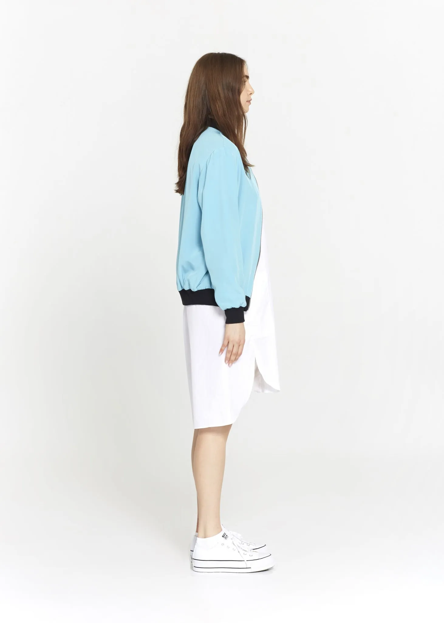 "The Limited Edition Crepe Bomber" in Blue