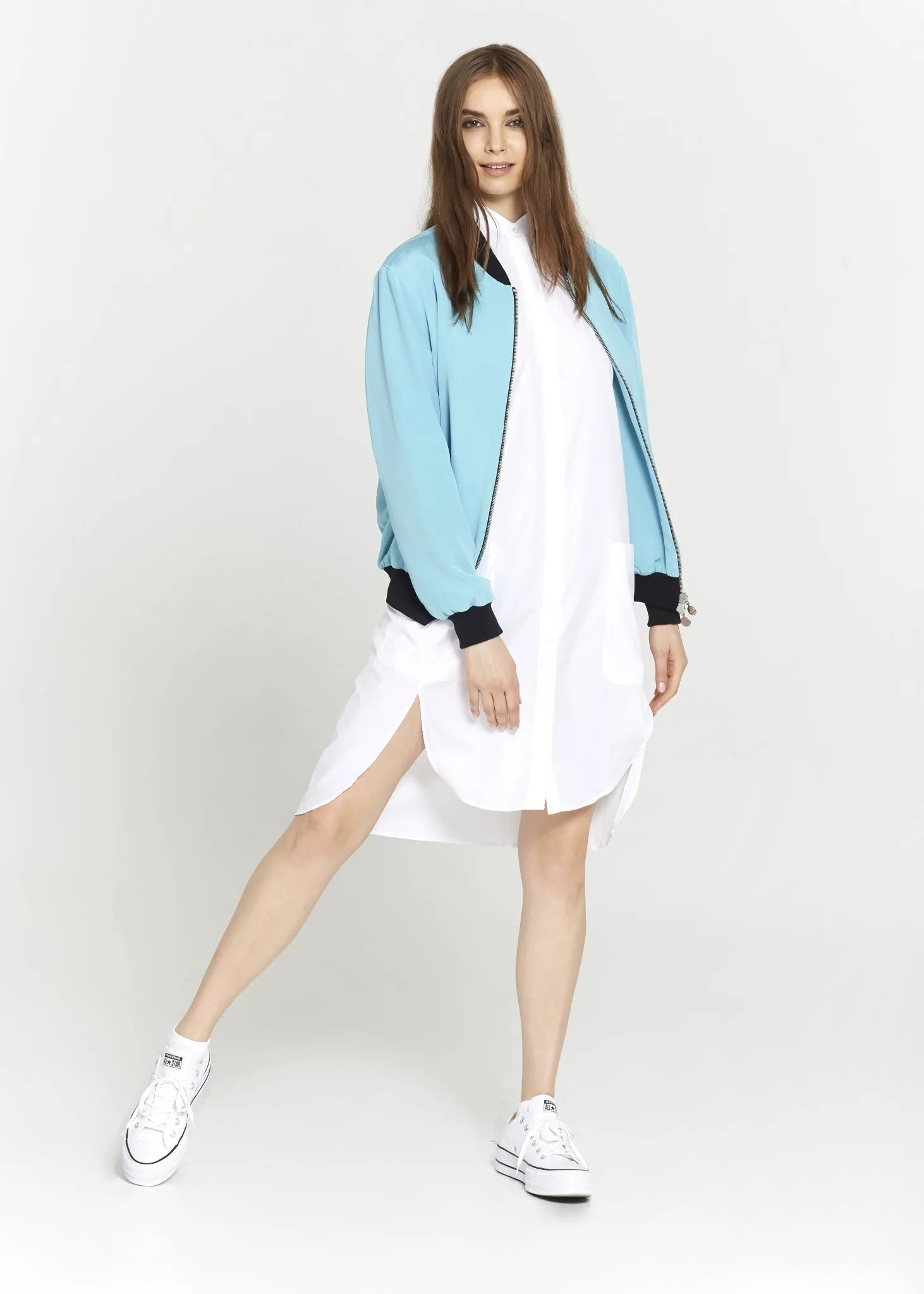 "The Limited Edition Crepe Bomber" in Blue