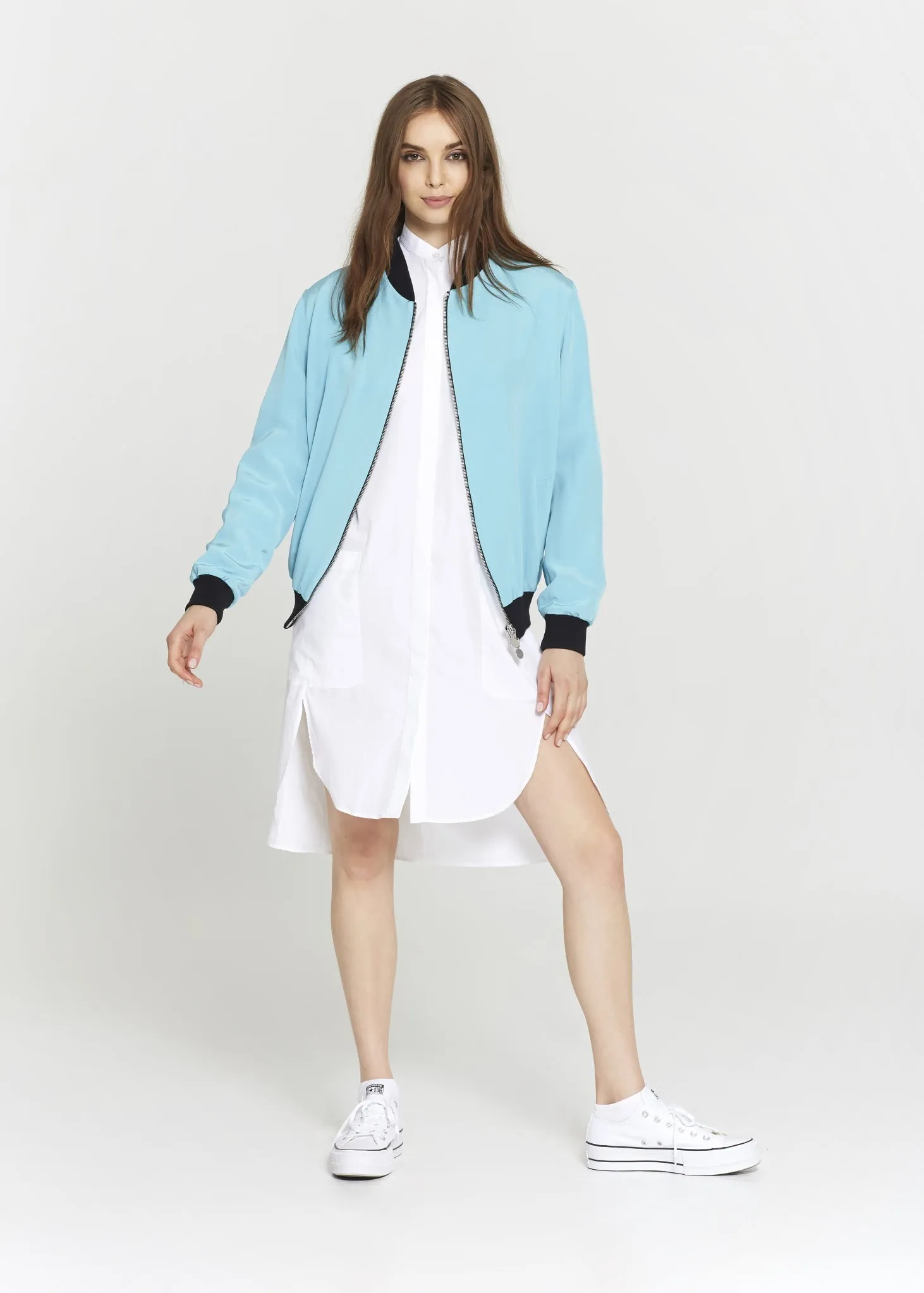 "The Limited Edition Crepe Bomber" in Blue