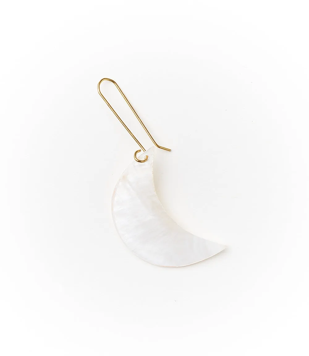 Rajani Crescent Moon Drop Earrings - Mother of Pearl by Matr Boomie