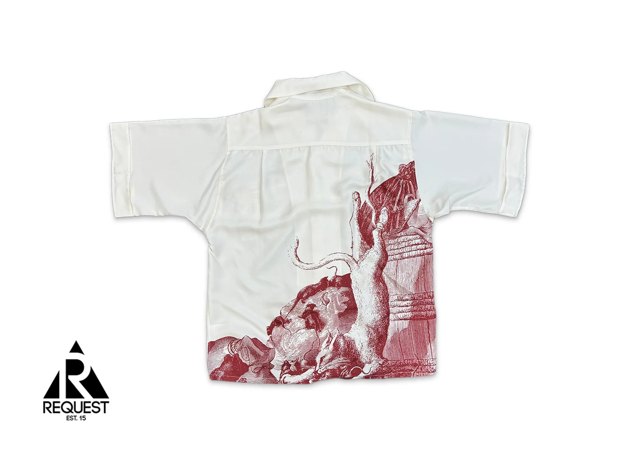 Rat Palace Chemise Silk Button Up Shirt "Scarlet White"